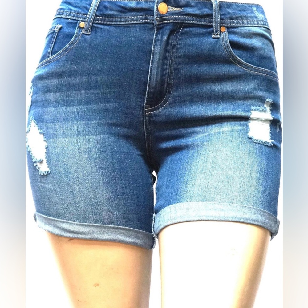 💙Jack David Blue Distressed Jean Shorts